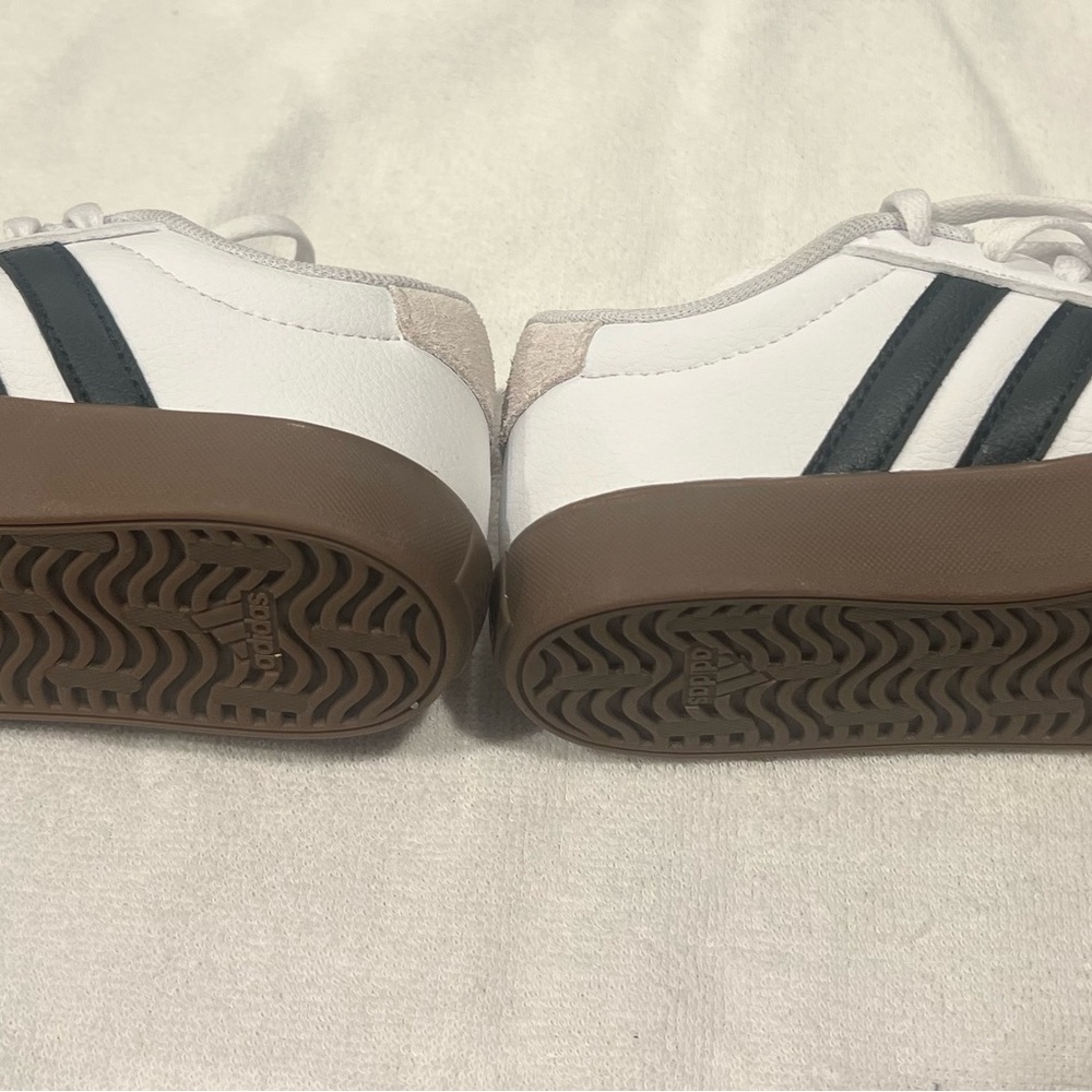 12 toddler Adidas Kids White and Black Sneakers with Tan Accents - Picture 7 of 10
